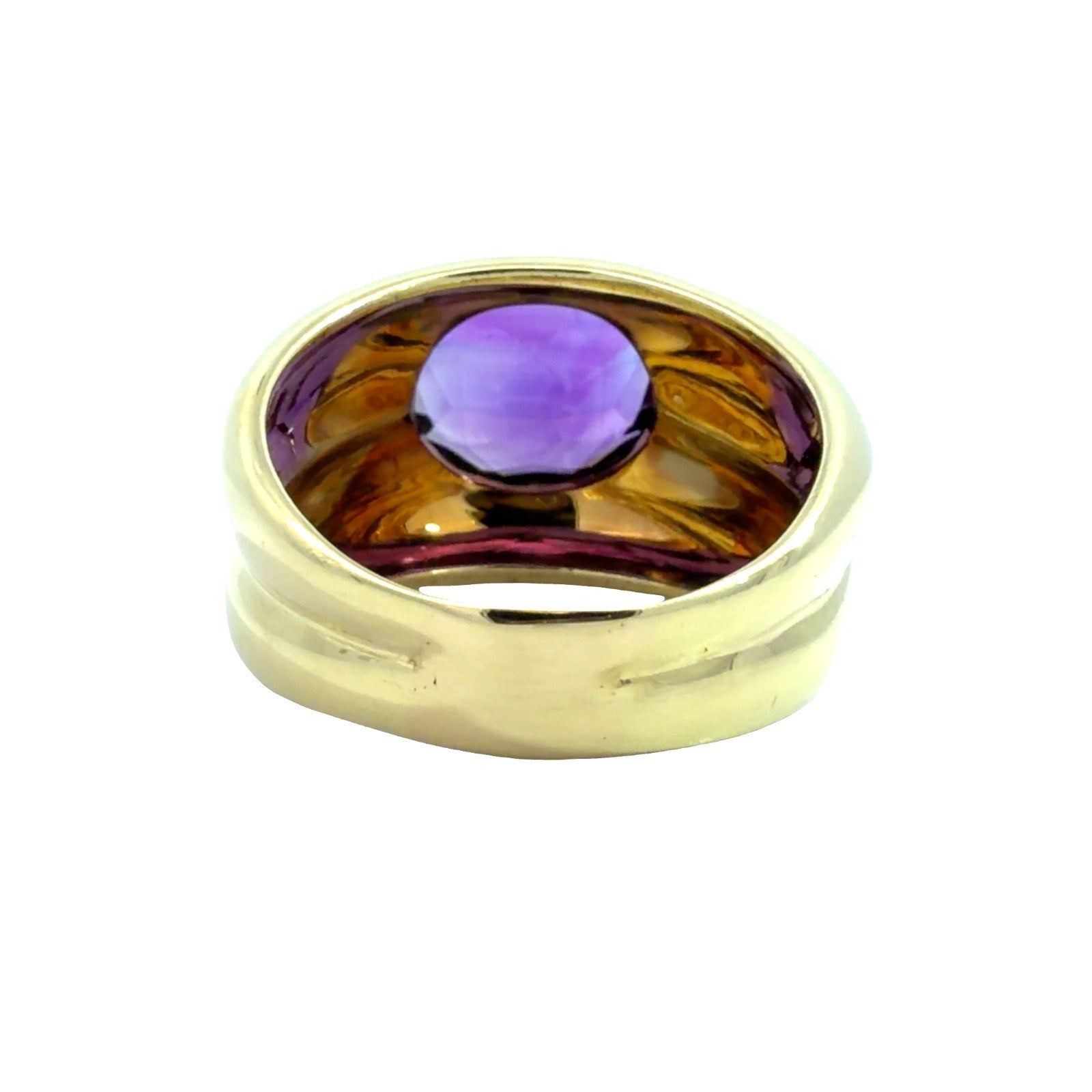 Tiffany & Co.18k Yellow Gold Bezel Set Amethyst Ring Size 8.252