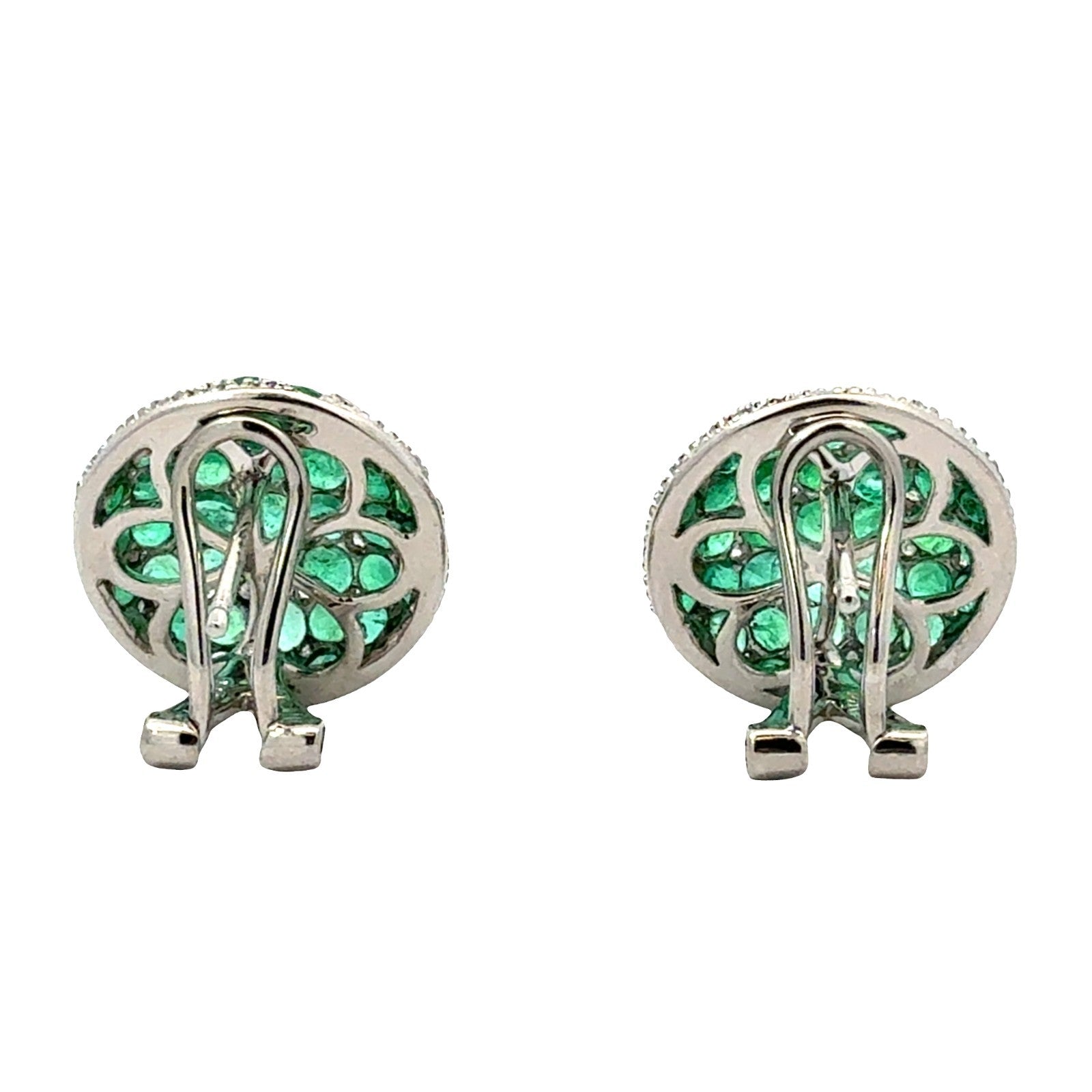 14k White Gold 1.86ctw Emerald and 0.32ctw Diamond Earrings2