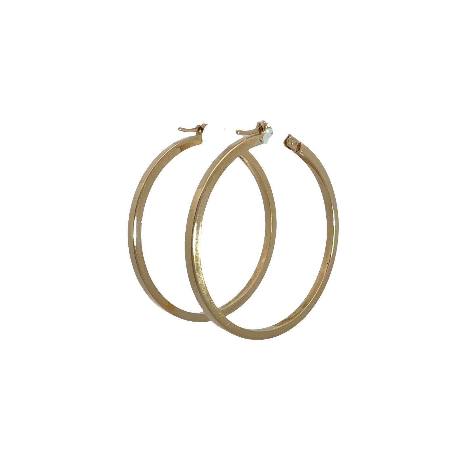 14k Yellow Gold Flat Edge Hoop Earrings2