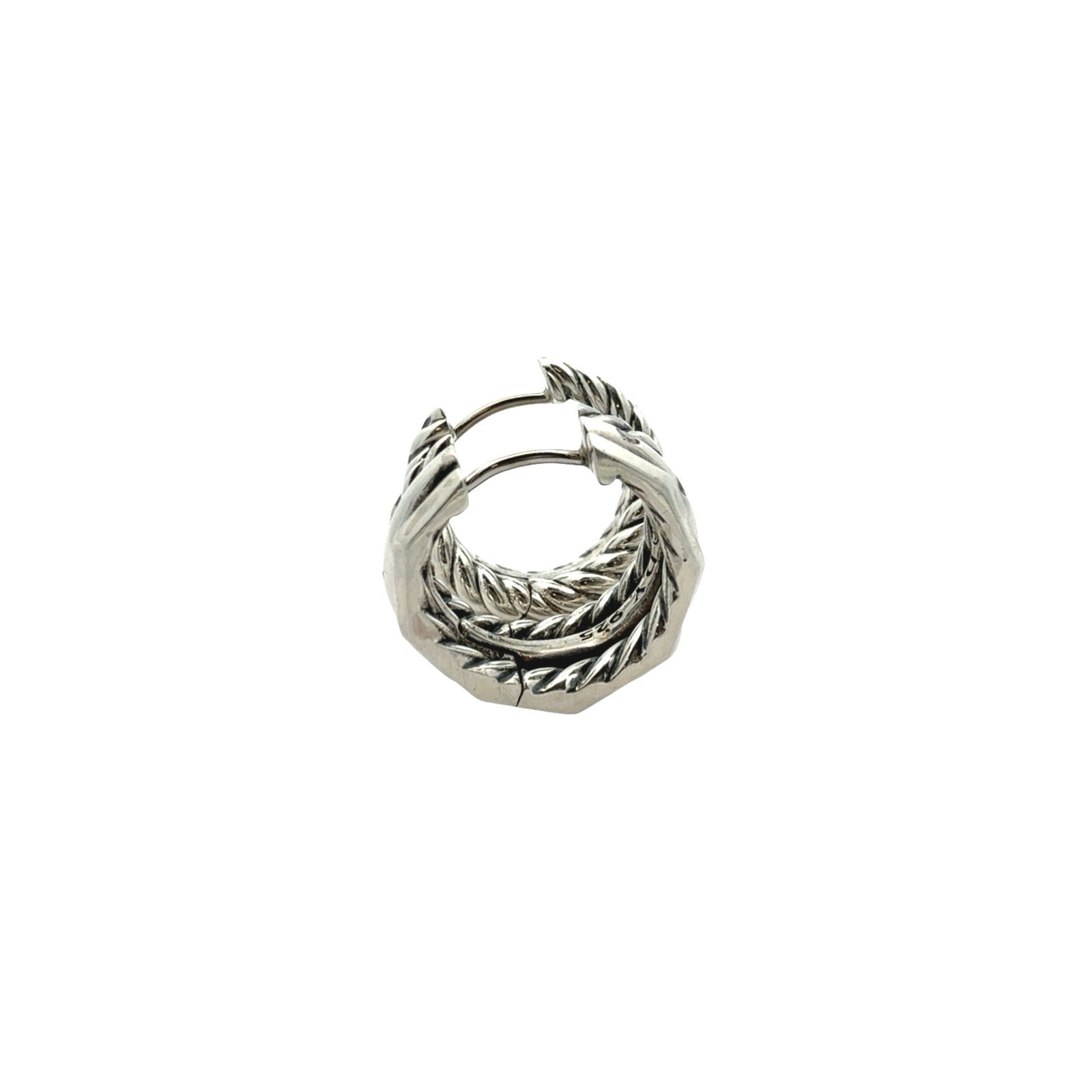 David Yurman Stax Sterling Silver 0.11cttw Diamond Cable Huggie Hoop Earrings3