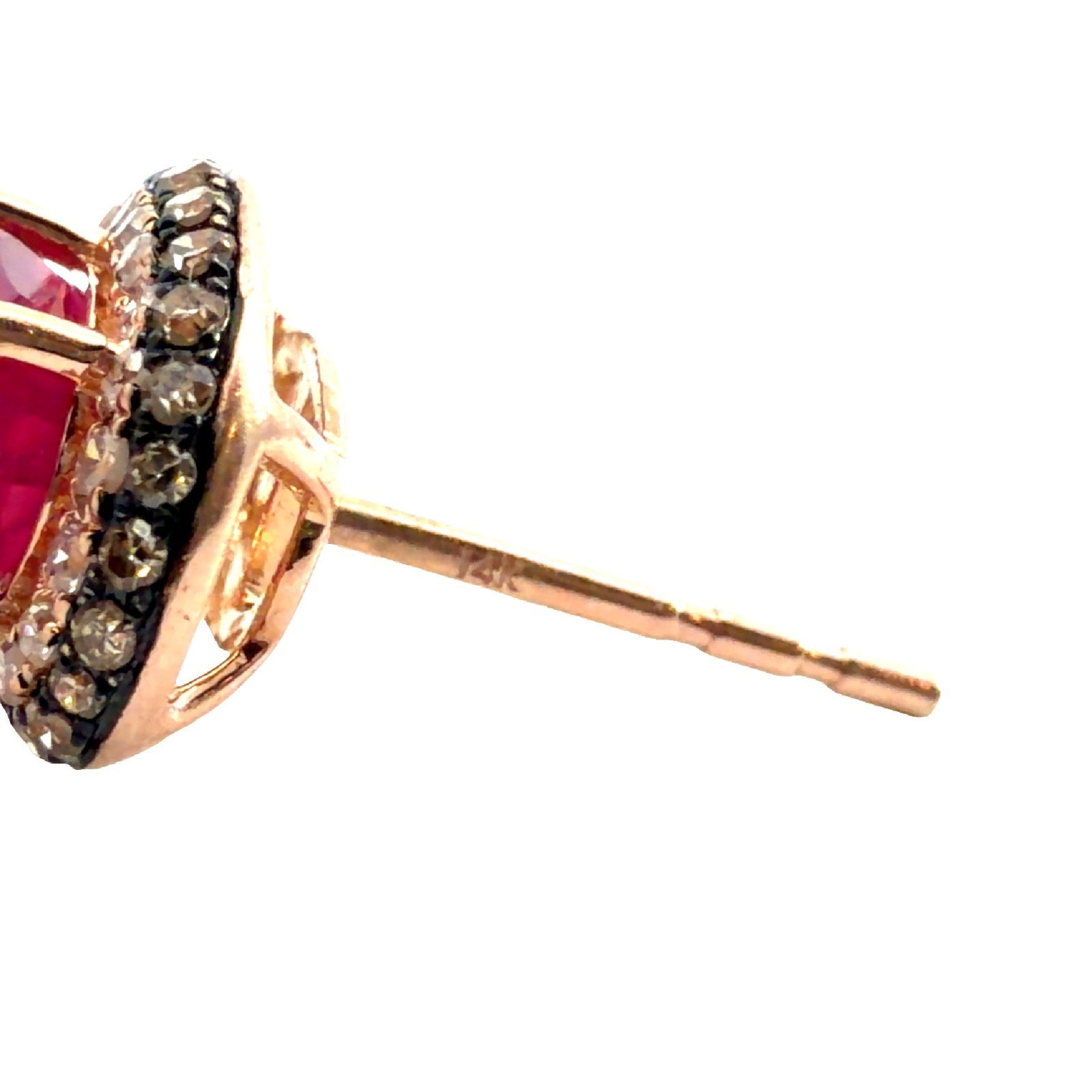 Estate 14k Rose Gold 0.44cttw Diamond & 1.87cttw Ruby Oval Halo Stud Earrings3