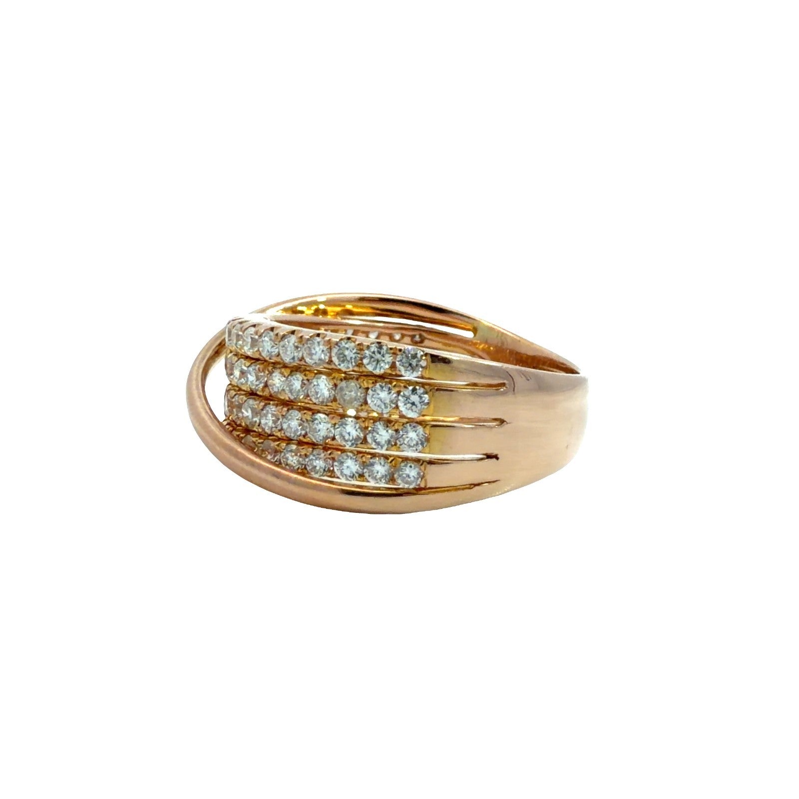 18k Rose Gold 1.47cttw Pave Diamond Crossover Band Ring Size 73