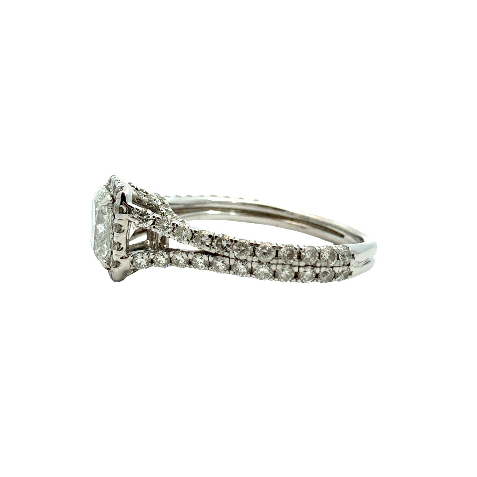 14k White Gold Split Shank 1.83cttw (1.02tcw) Diamond Halo Engagement Ring2