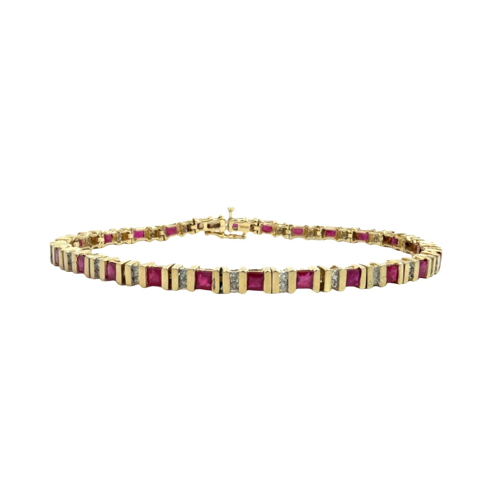 14k Yellow Gold 2.75ctw Ruby and 0.50ctw Diamond Tennis Bracelet7