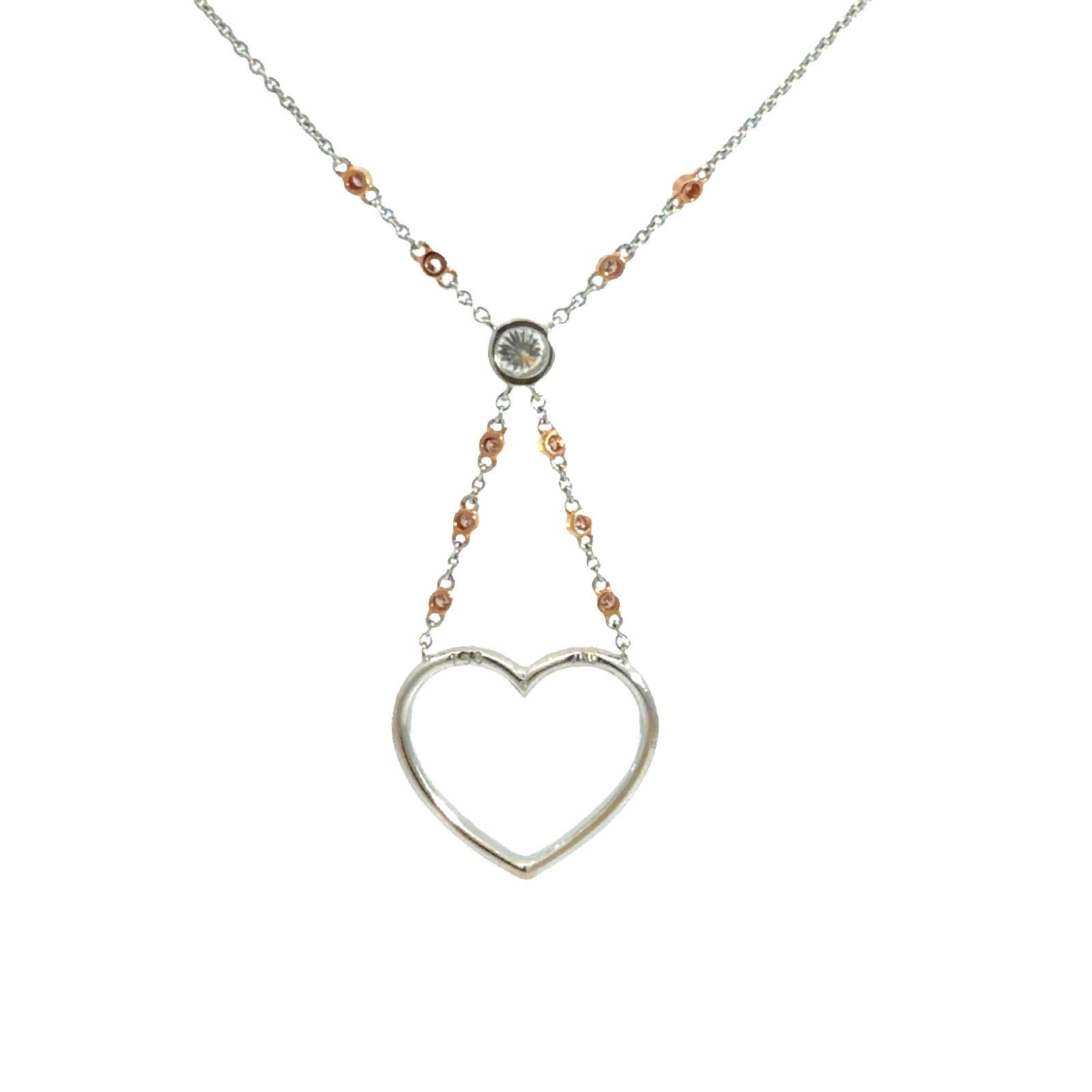 18k Multi-Tone Gold & 0.48cttw Diamond Heart Pendant Necklace 20"1