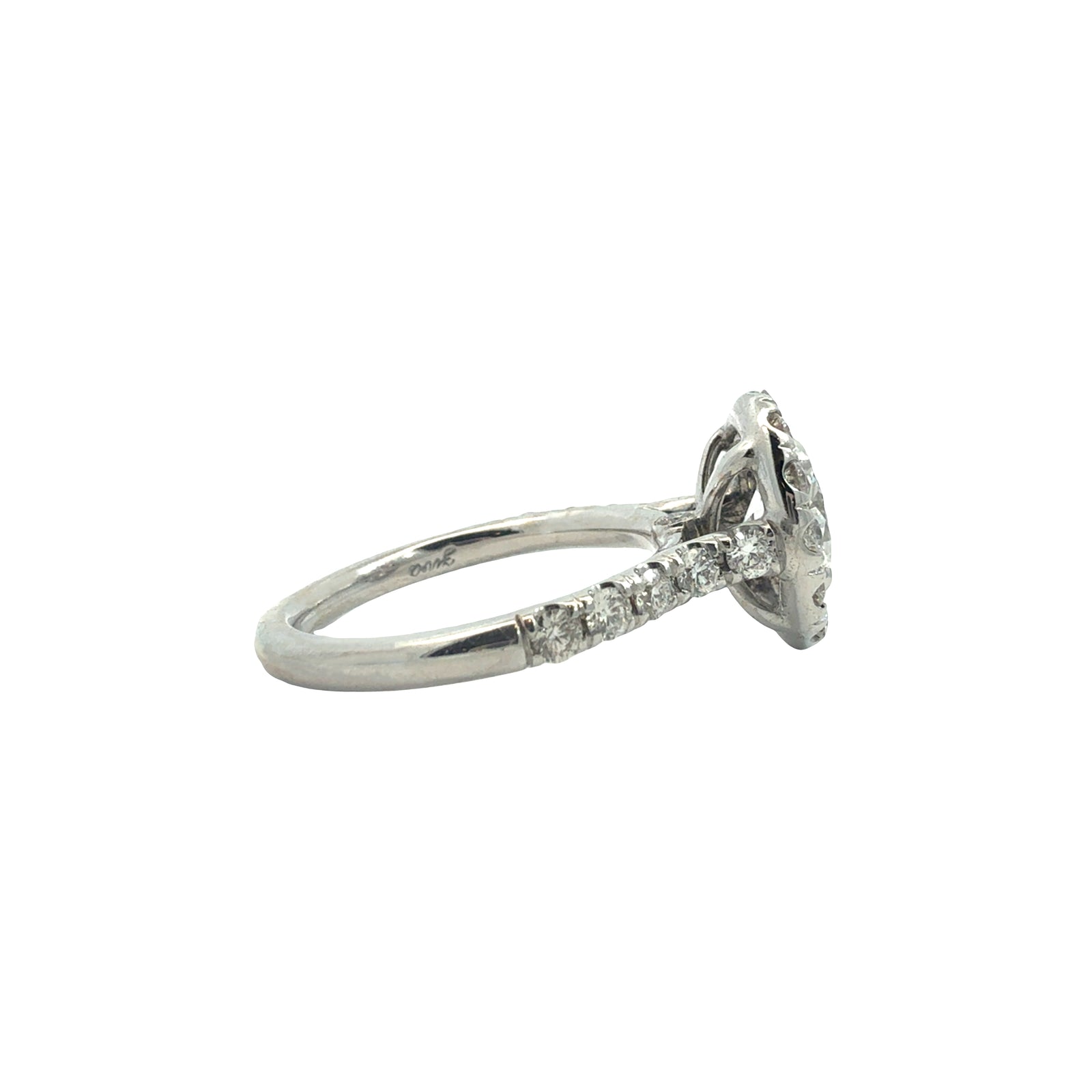Vintage 18k White Gold 1.00ctw Oval Diamond Halo Engagement Ring