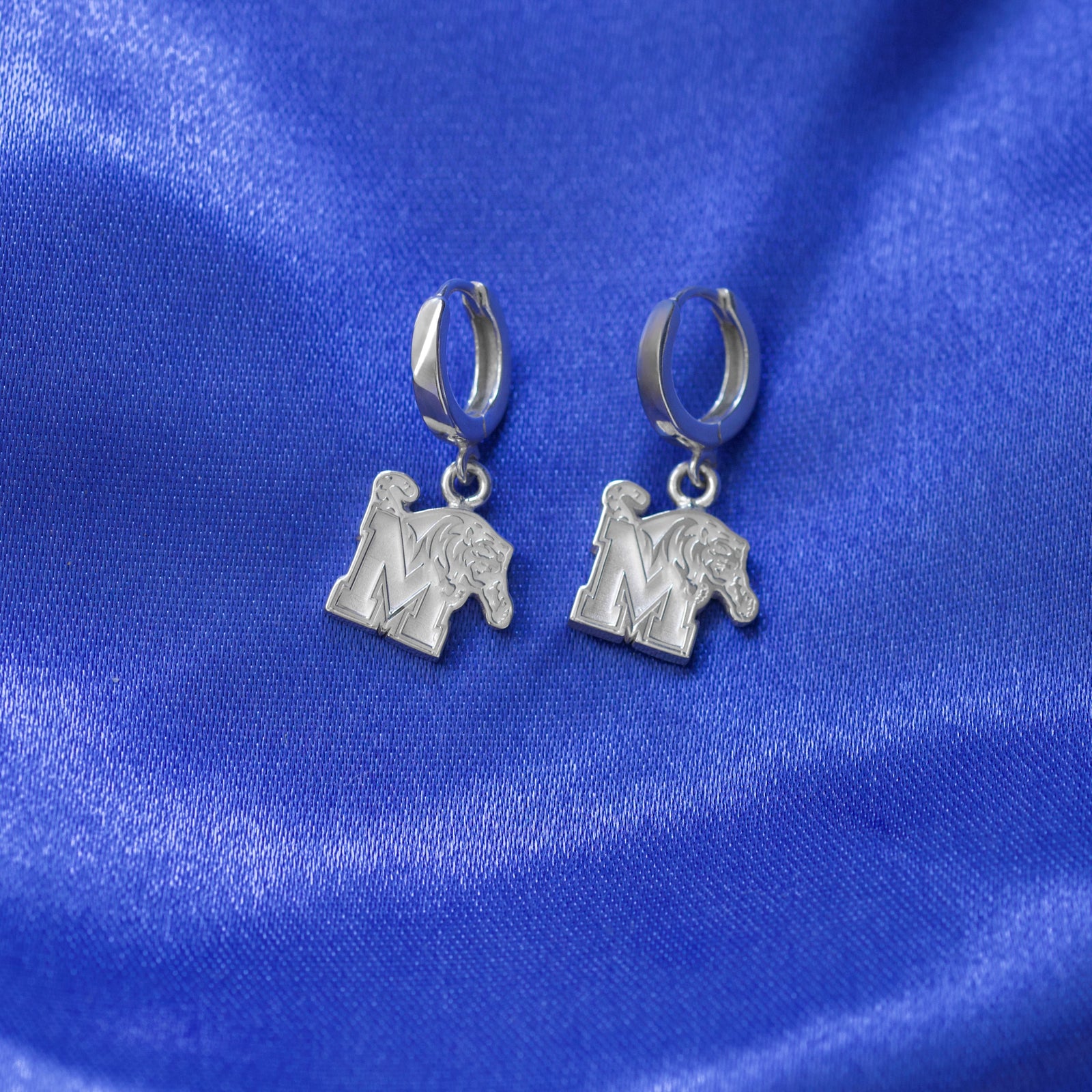 Memphis Tigers Sterling Silver Huggie Earrings