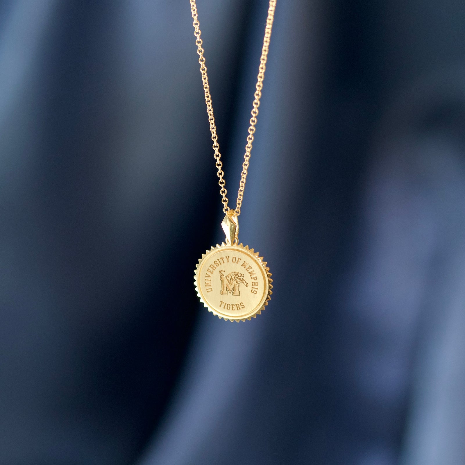 Memphis Tigers 14k Yellow Gold Sunburst Pendant-Crest