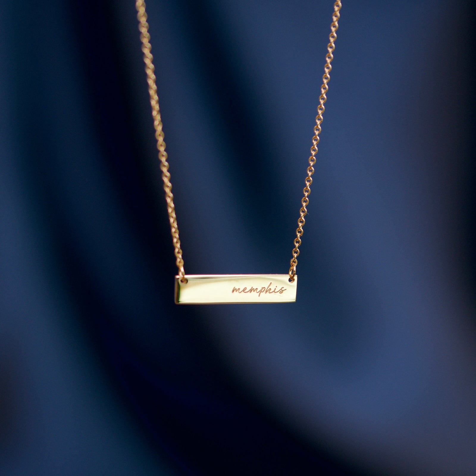 Memphis Tigers 14k Yellow Gold Memphis Bar Necklace