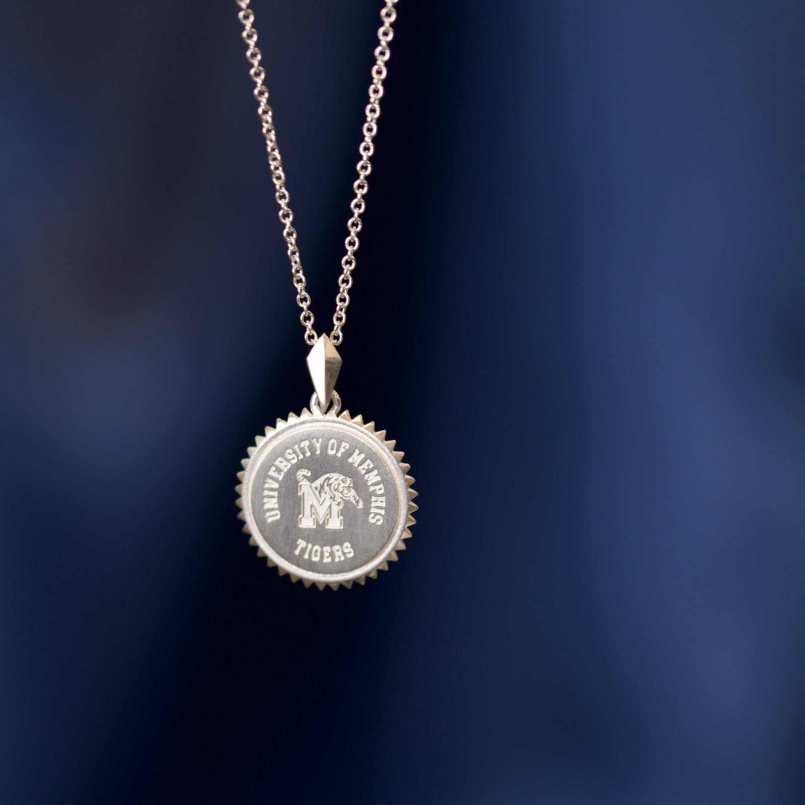 Memphis Tigers Sterling Silver Sunburst Pendant-Crest
