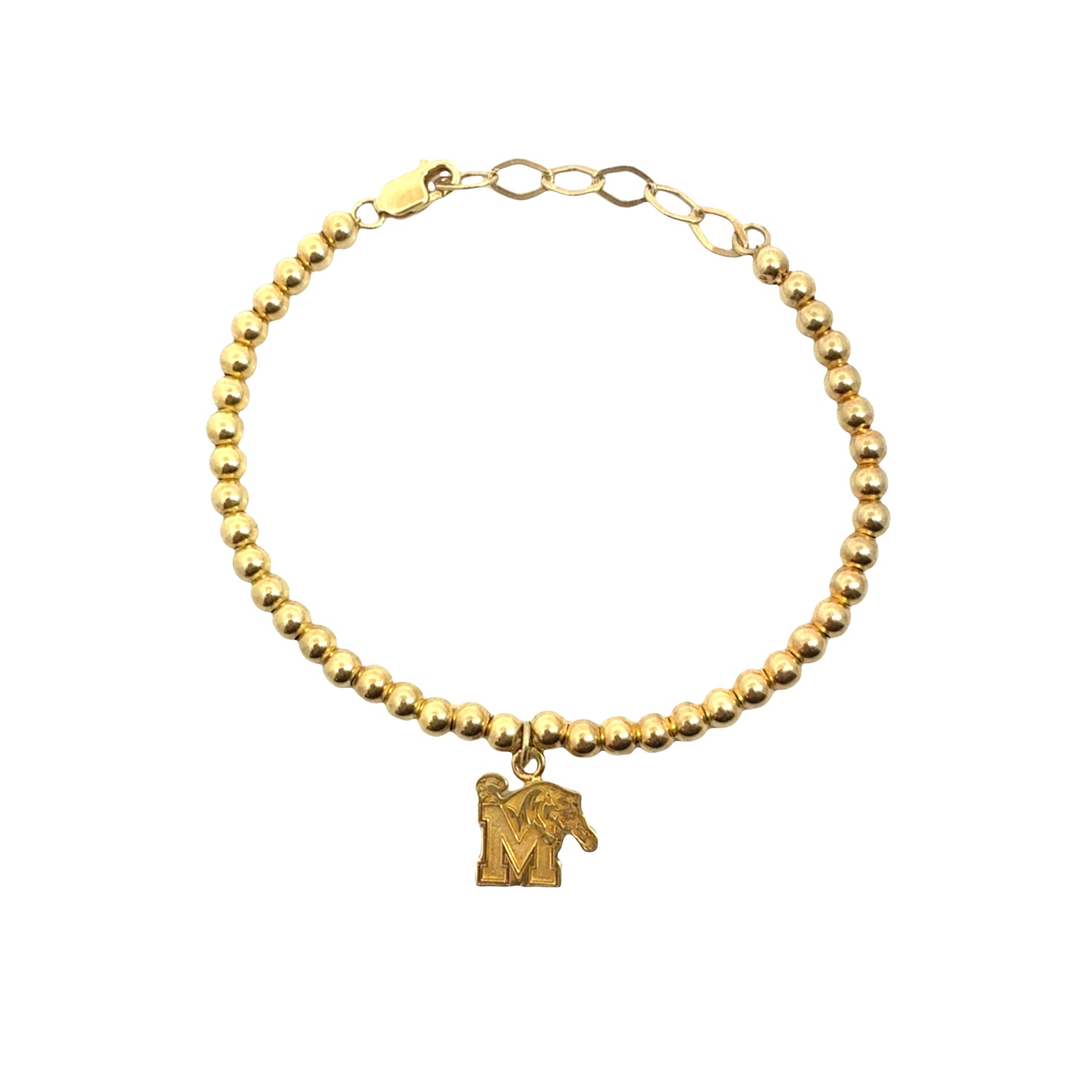 Memphis Tigers Gold Plated Beaded Bracelet