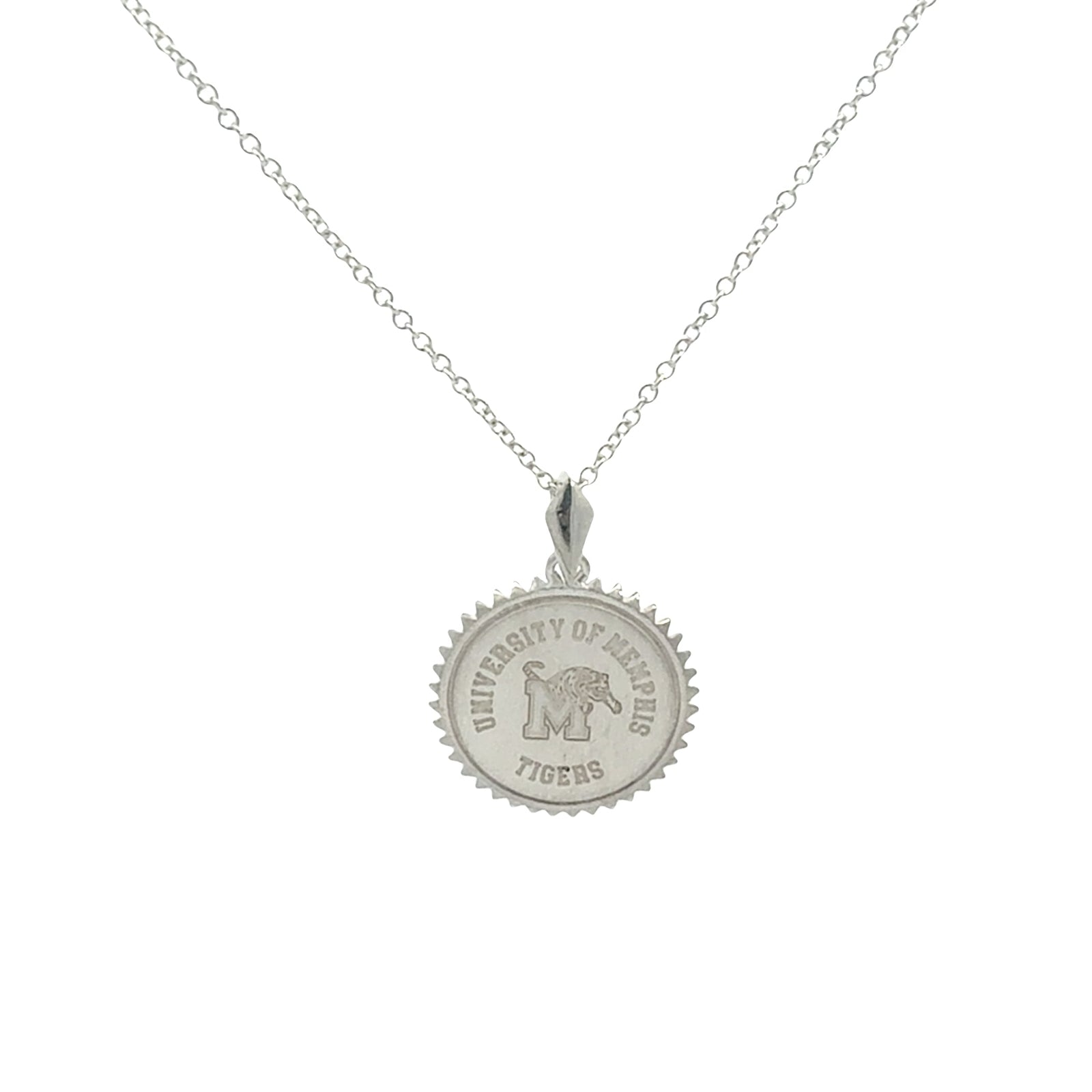 Memphis Tigers Sterling Silver Sunburst Pendant-Crest