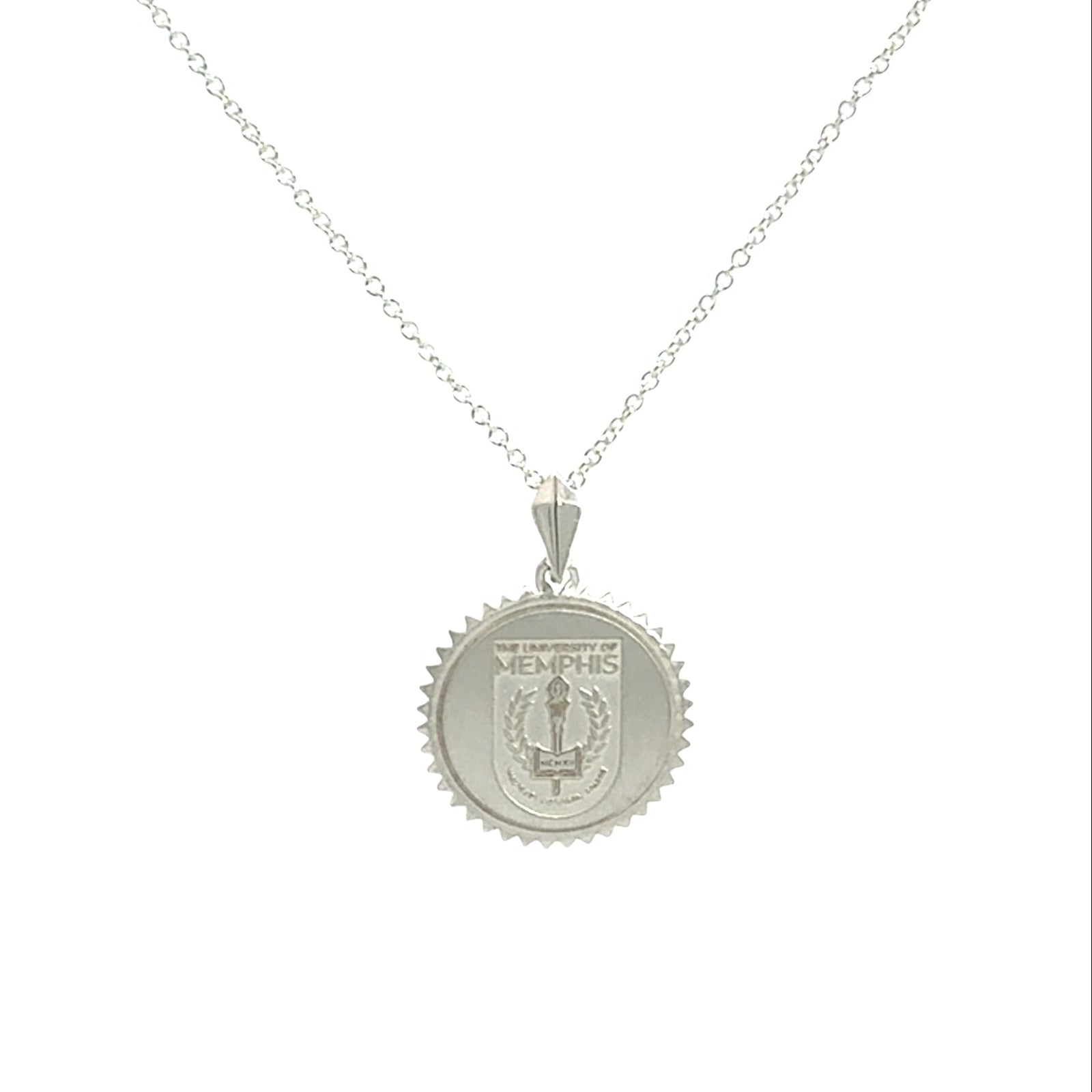 Memphis Tigers Sterling Silver Sunburst Pendant-Shield