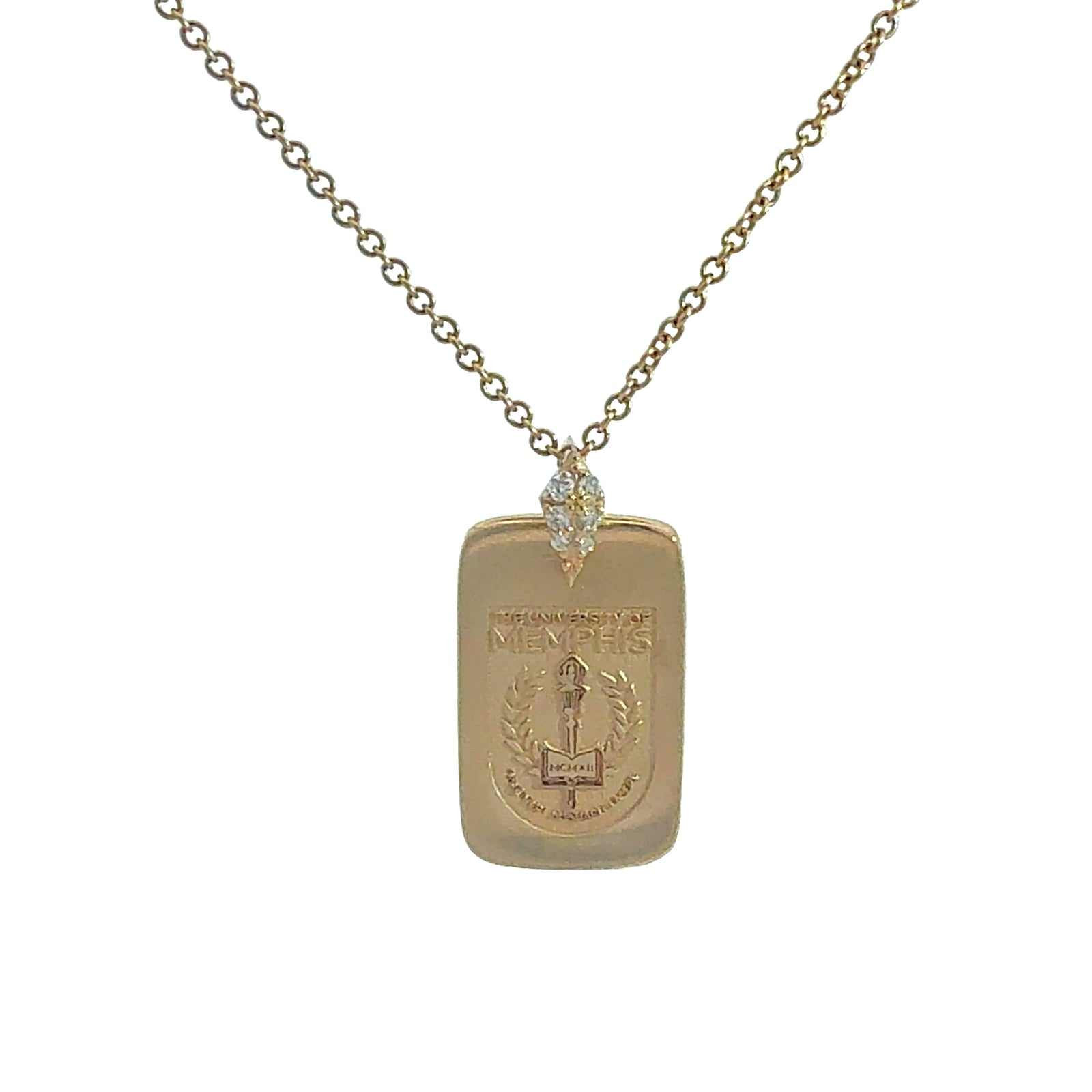 Memphis Tigers 14k Yellow Gold and Diamond Shield Pendant Necklace