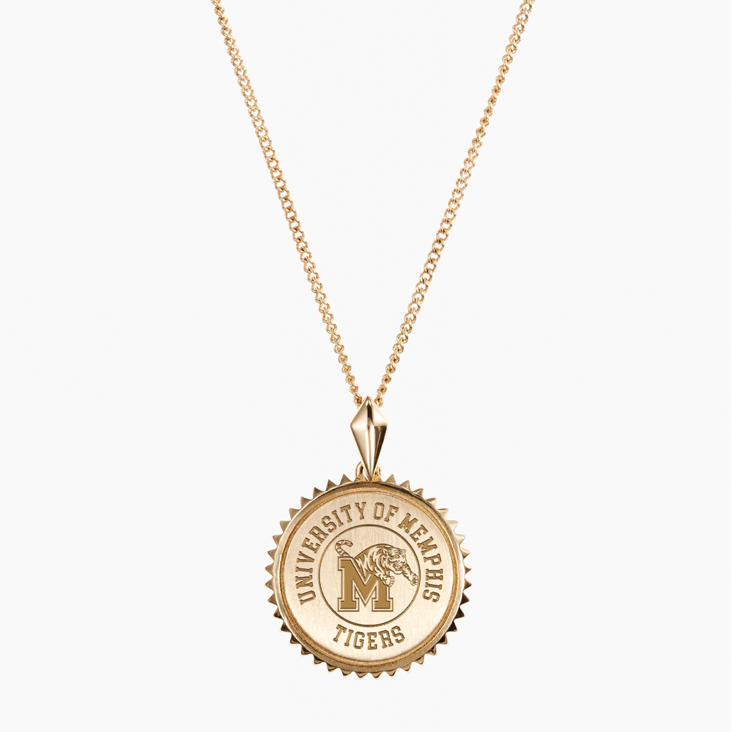 Memphis Tigers 14k Yellow Gold Sunburst Pendant-Crest