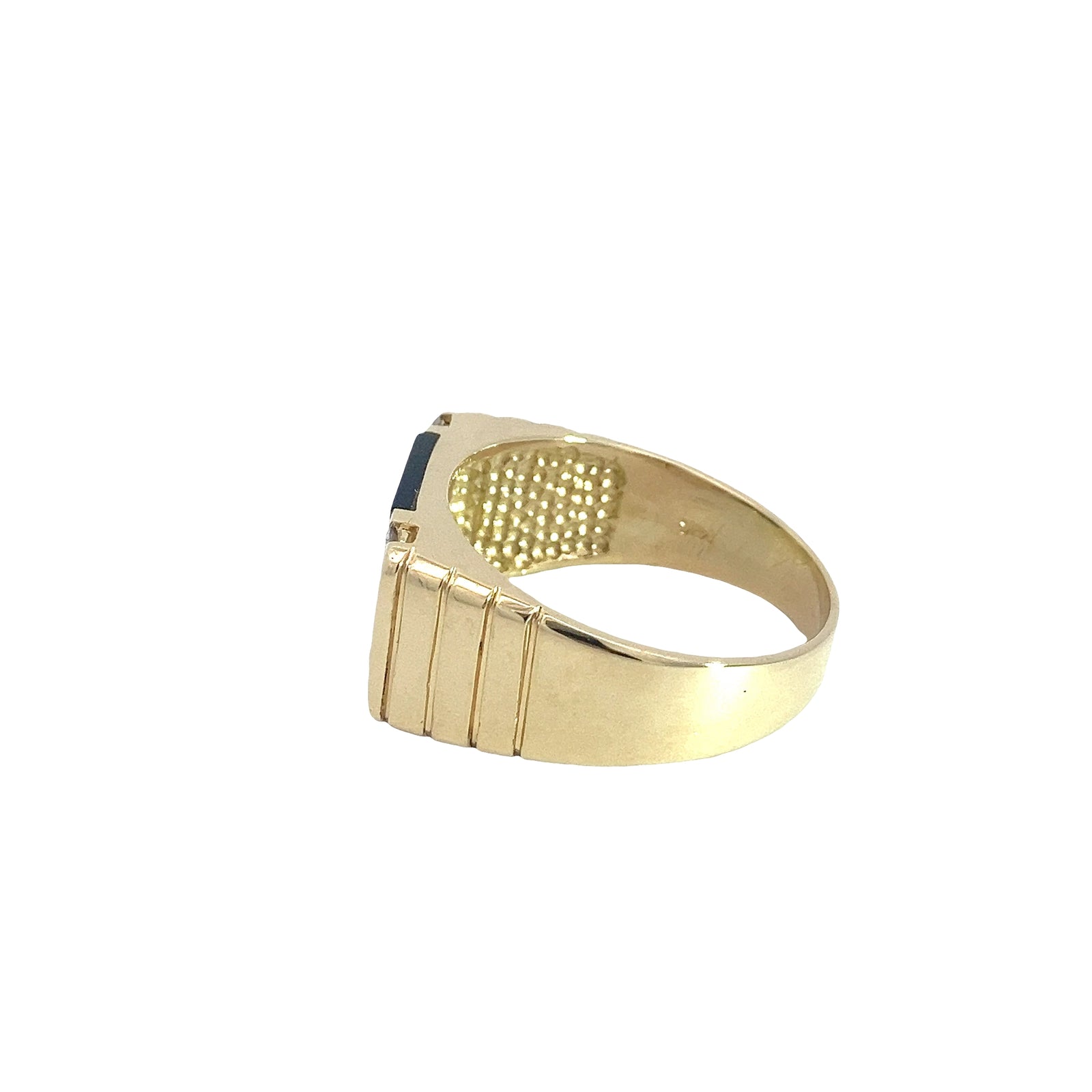 Vintage Men's 14k Yellow Gold Onyx and 0.35 Diamond Signet Ring
