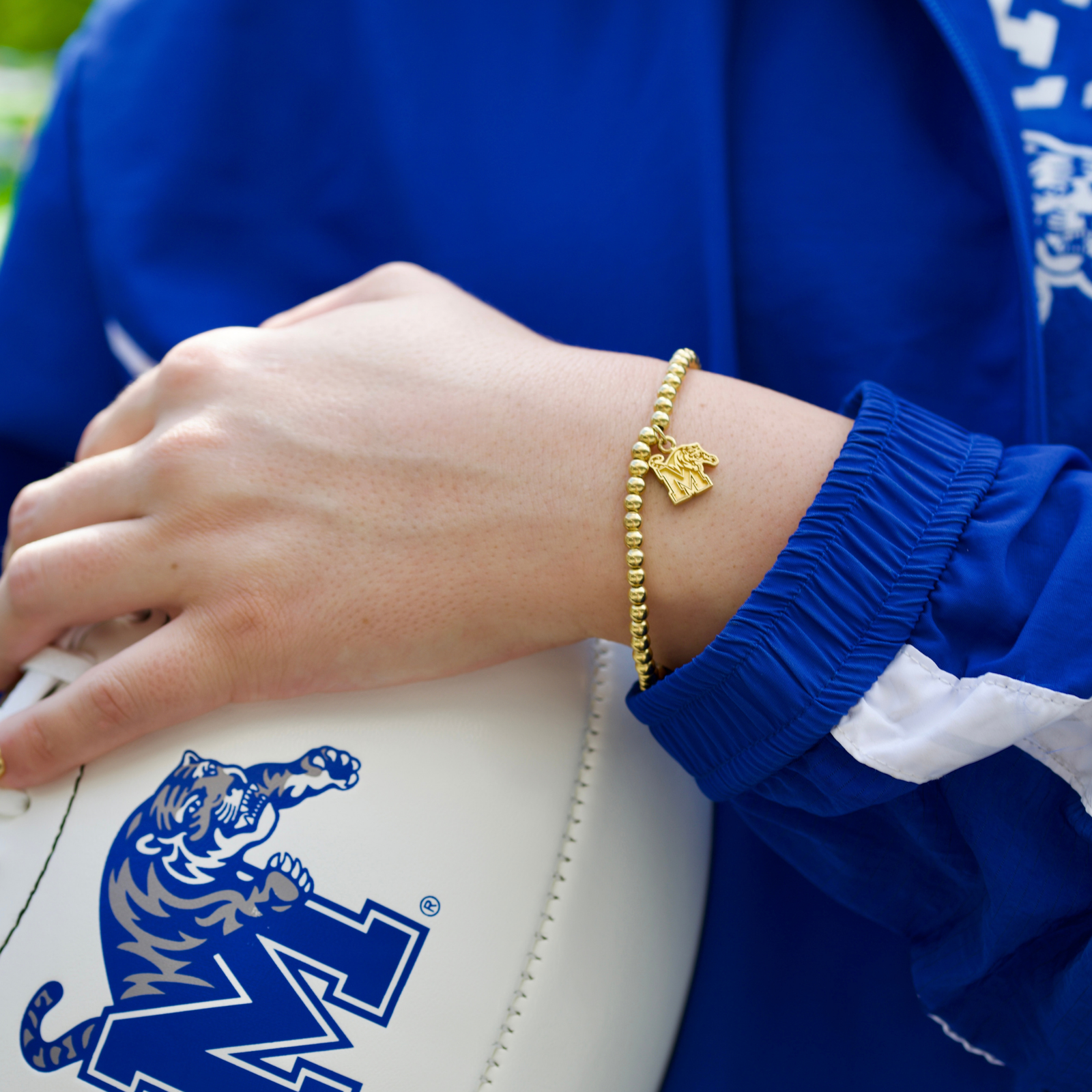 Memphis Tigers Gold Plated Beaded Bracelet