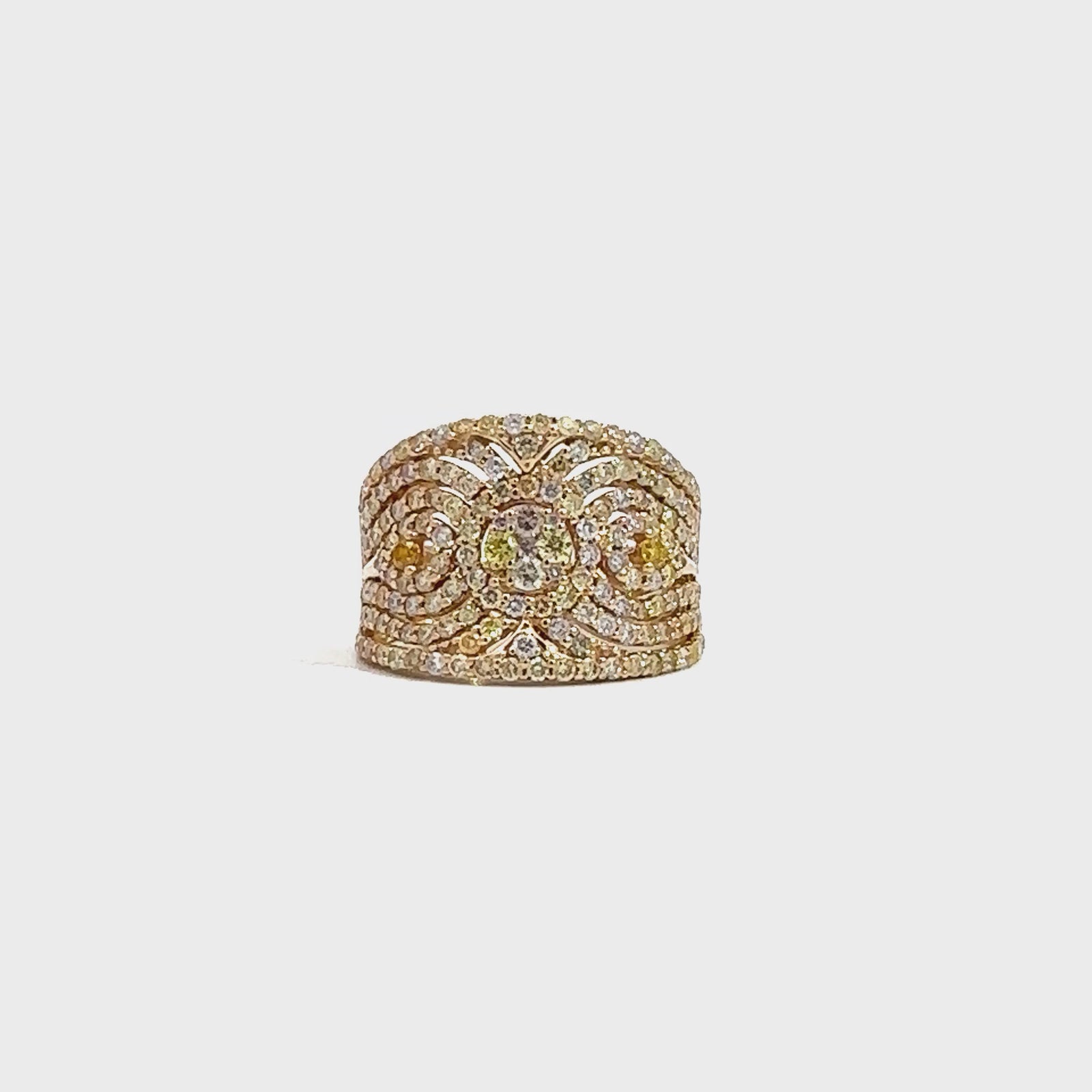 Estate Wide 14k Yellow Gold 2.15cttw Diamond Band
