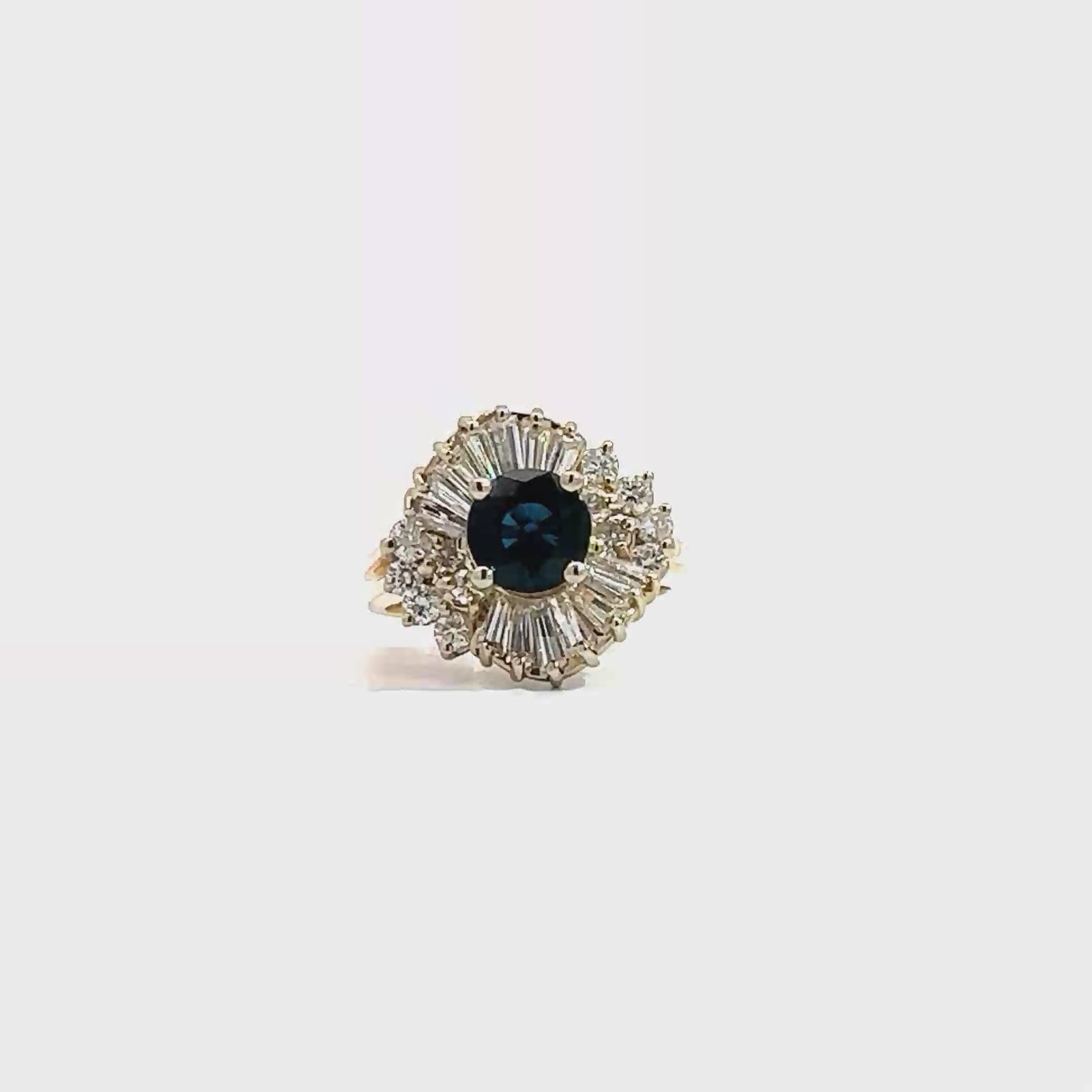 Estate 14k Yellow Gold 1.05ctw Sapphire & 1.06ctw Diamond Ring