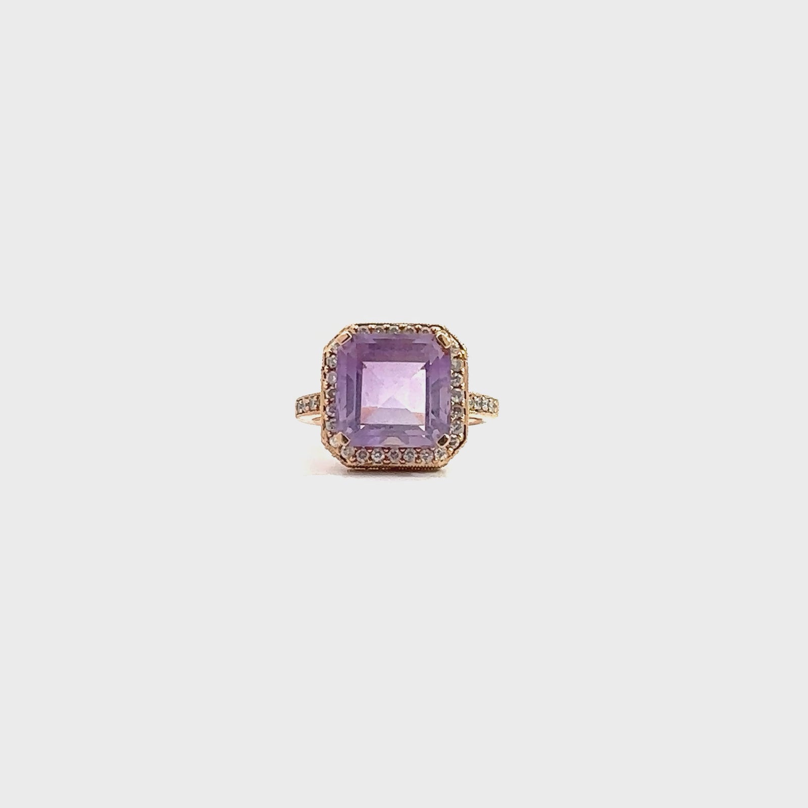 Estate 14k Rose Gold 3.90ctw Amethyst 0.62ctw Diamond Ring