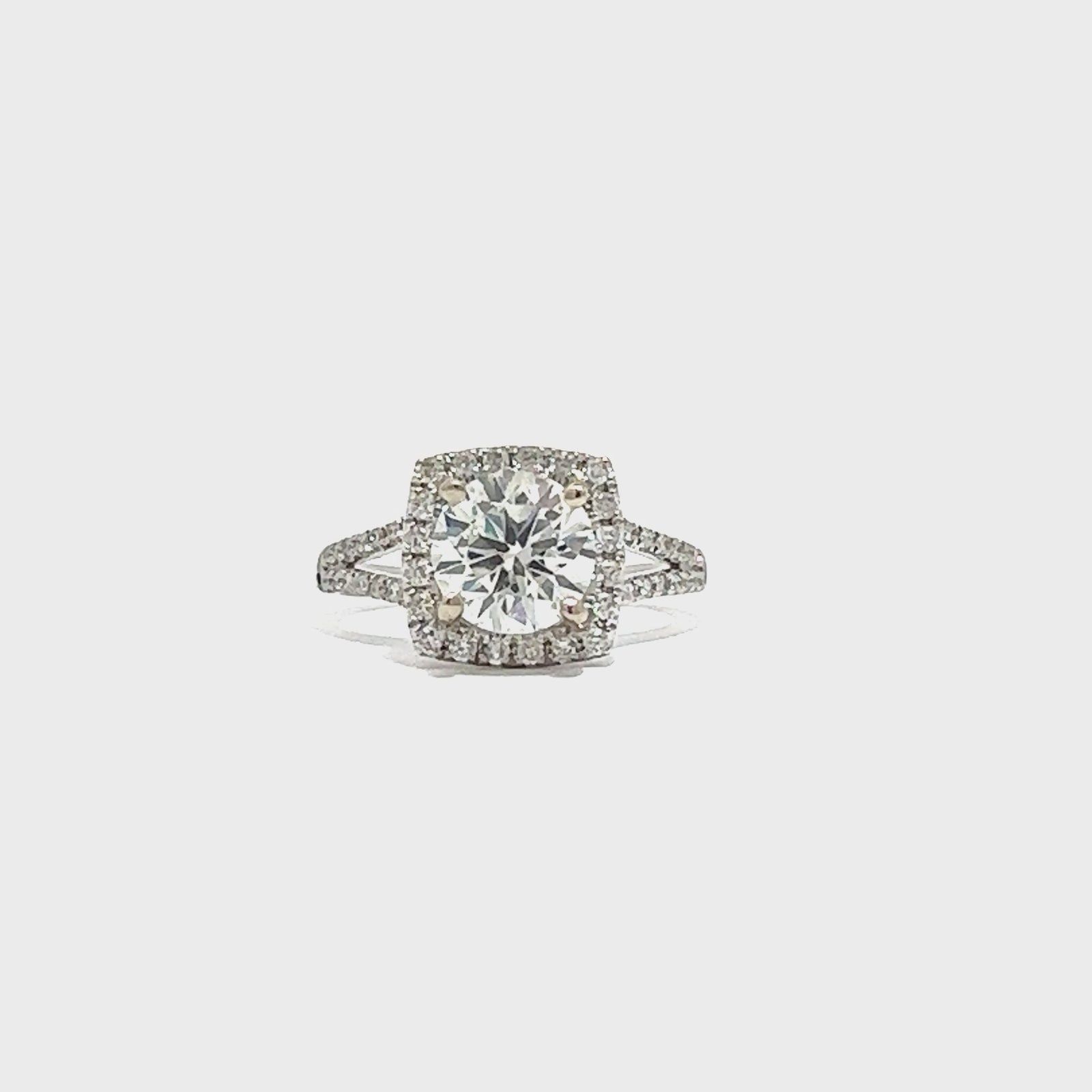 Estate 14k White Gold Round Brilliant Cut Diamond Split Shank Engagement Ring-1.84CTW