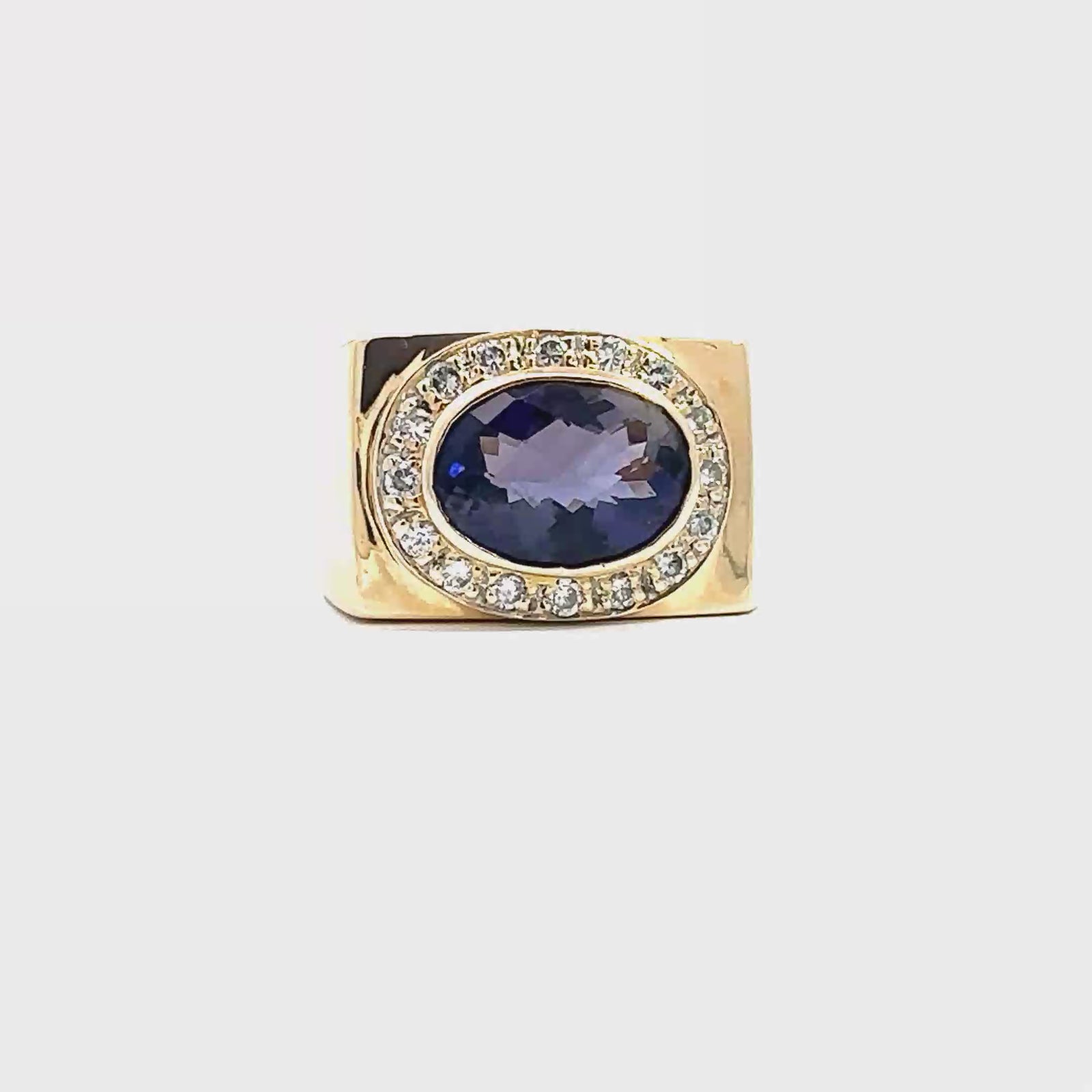Vintage 14k Yellow Gold 4.75ctw Amethyst and 0.52ctw Diamond Ring