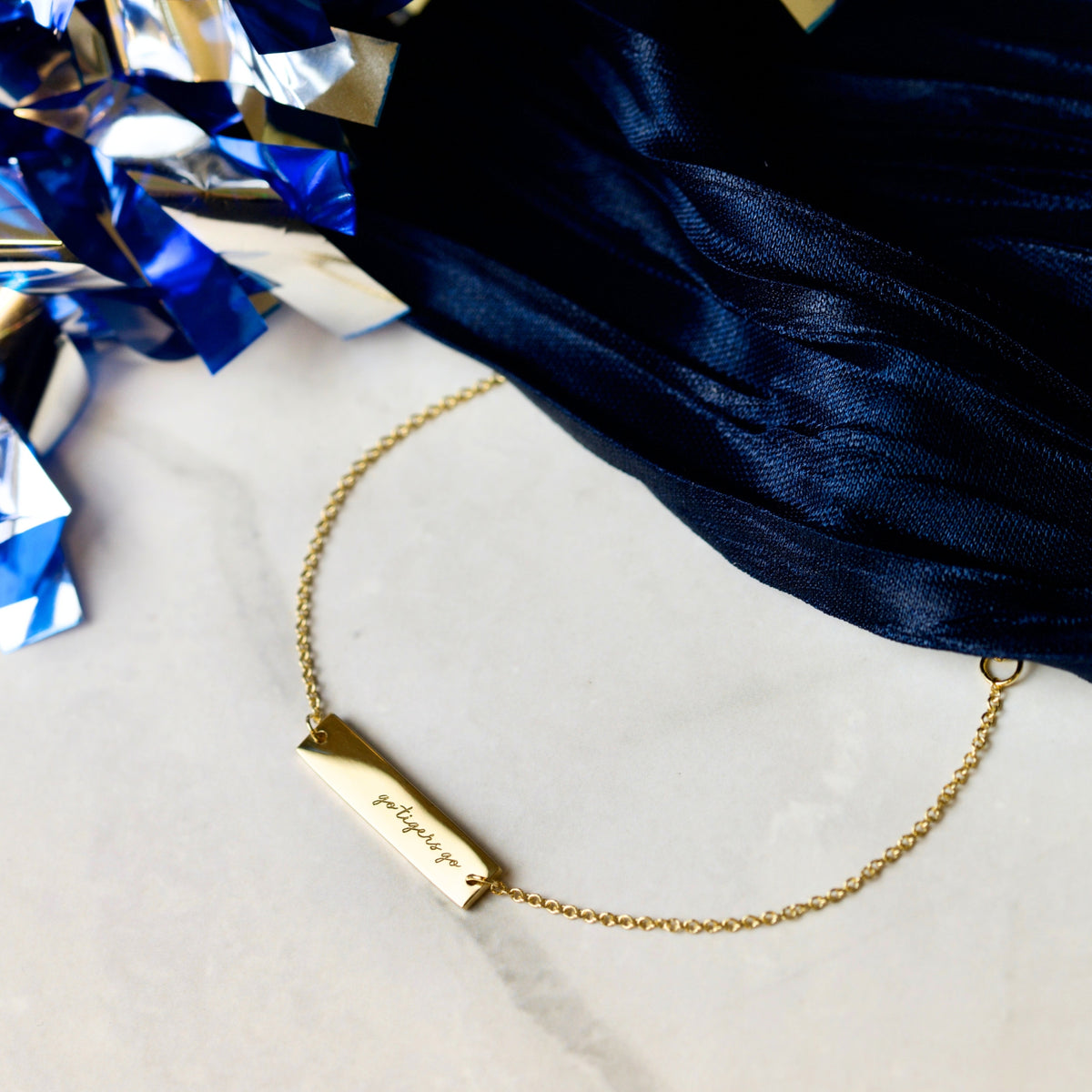 Memphis Tigers Gold Plated Go Tigers Go Bar Bracelet