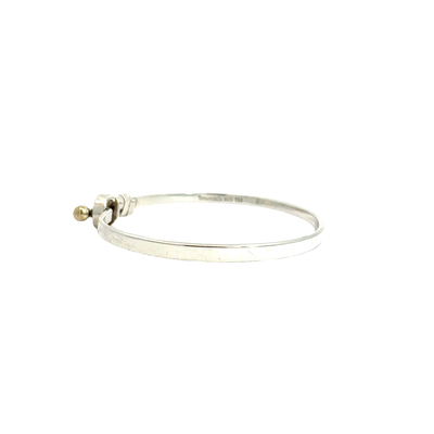 Estate Tiffany & Co Sterling Silver 18k Gold Hook and Eye Twist Bangle Bracelet