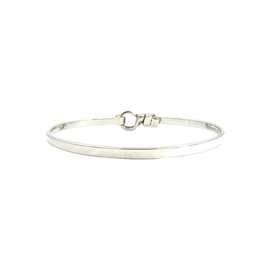 Estate Tiffany & Co Sterling Silver 18k Gold Hook and Eye Twist Bangle Bracelet