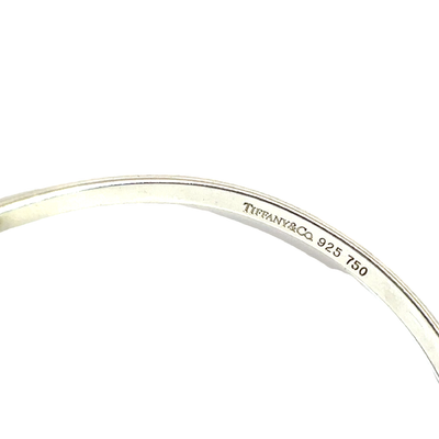 Estate Tiffany & Co Sterling Silver 18k Gold Hook and Eye Twist Bangle Bracelet