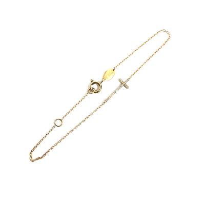 Estate DJULA Magic Touch 18k Yellow Gold Diamond Cross Bracelet