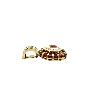 Estate Le Vian 18k Yellow Gold Ruby and Diamond Pendant