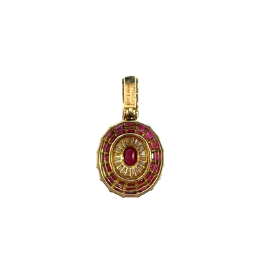 Estate Le Vian 18k Yellow Gold Ruby and Diamond Pendant