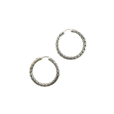 Estate John Hardy Classic Chain Silver Hoop Earrings