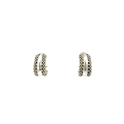 Estate Lagos Sterling Silver Caviar Hoop Earrings