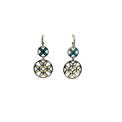 Estate John Hardy Flower Enamel Silver Drop Earrings