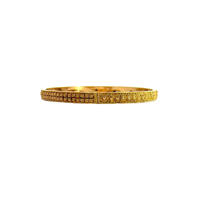 Estate 22k Yellow Gold Patterned Bangle Bracelet