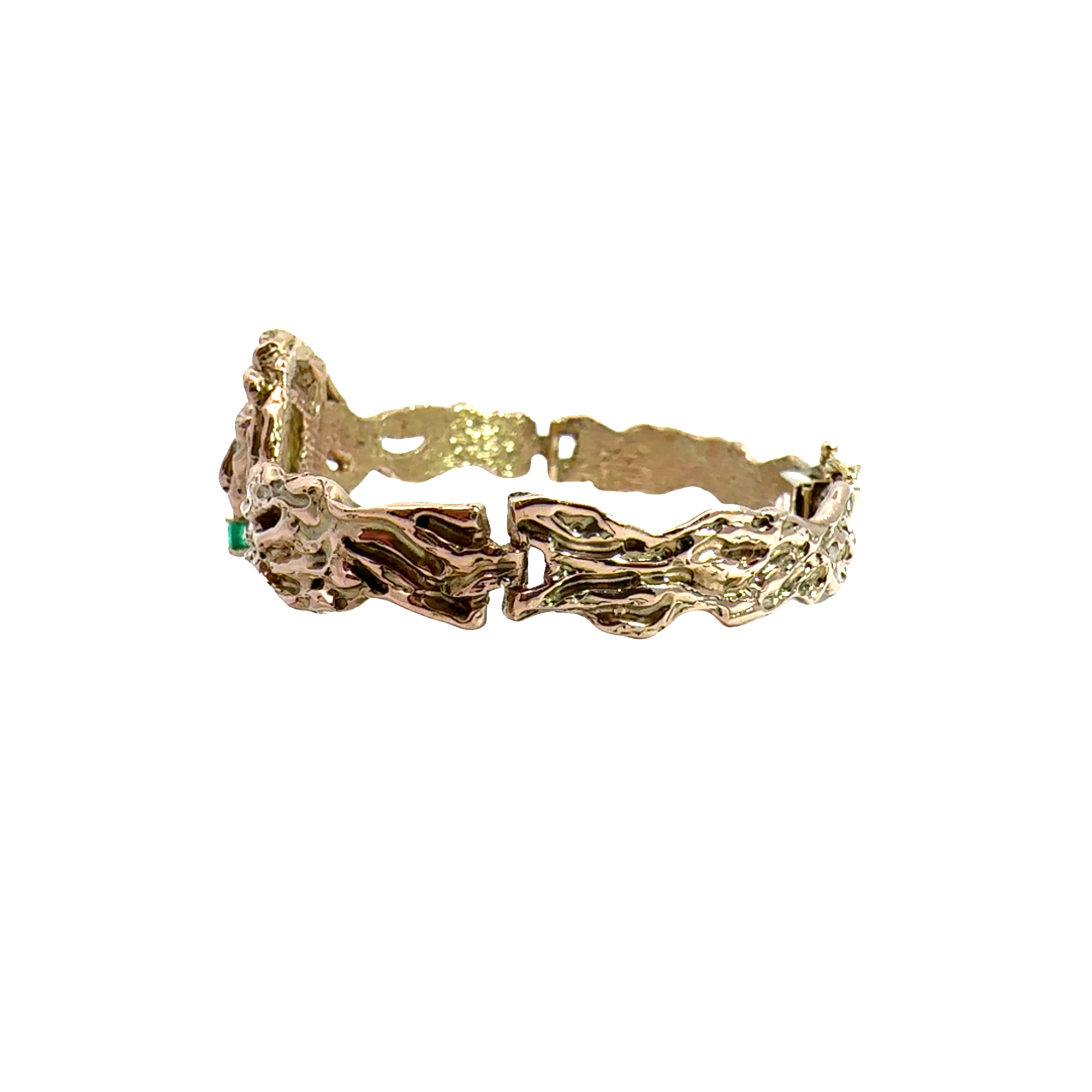 Vintage 14k Yellow Gold Emerald and Diamond Bracelet