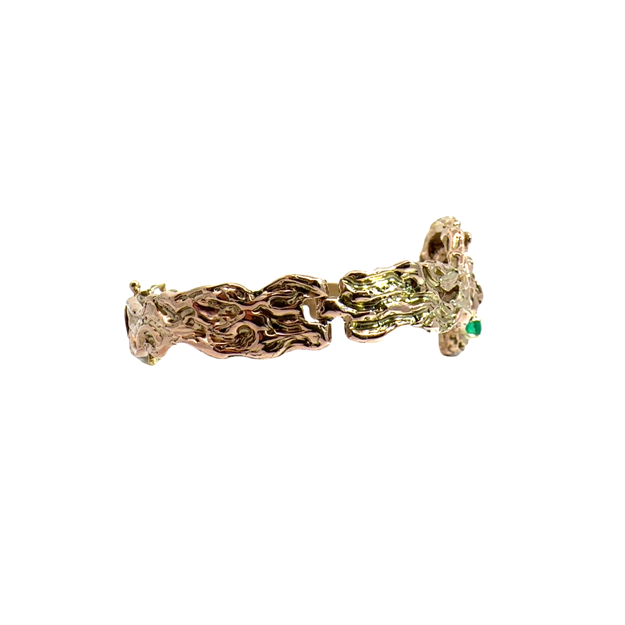 Vintage 14k Yellow Gold Emerald and Diamond Bracelet