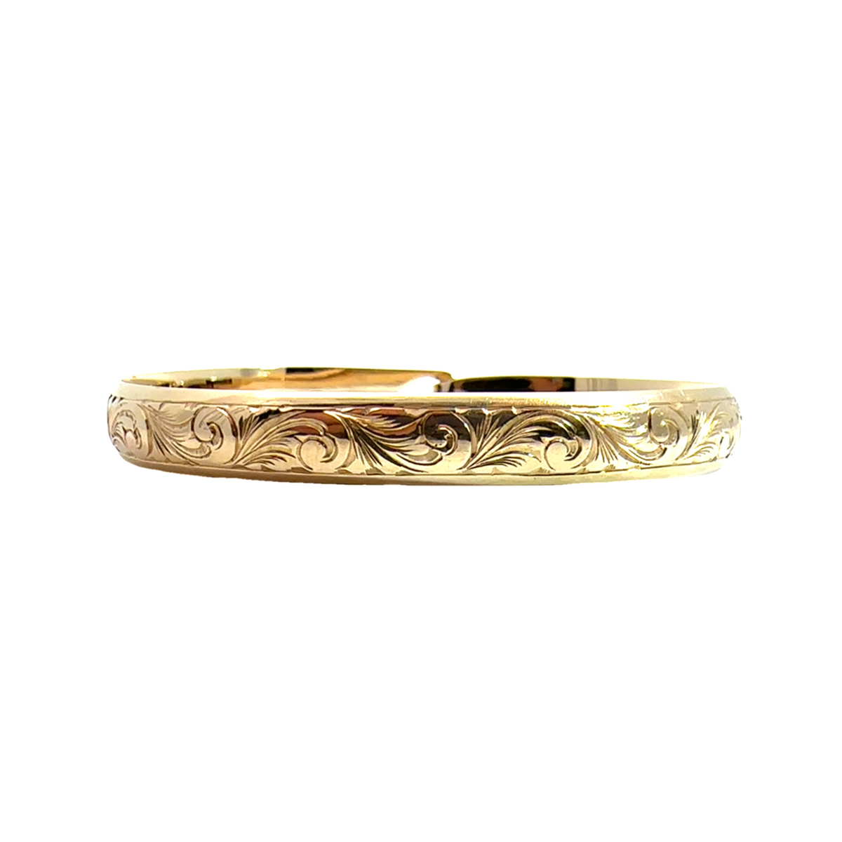 Vintage Engraved 14k Yellow Gold Bangle Bracelet