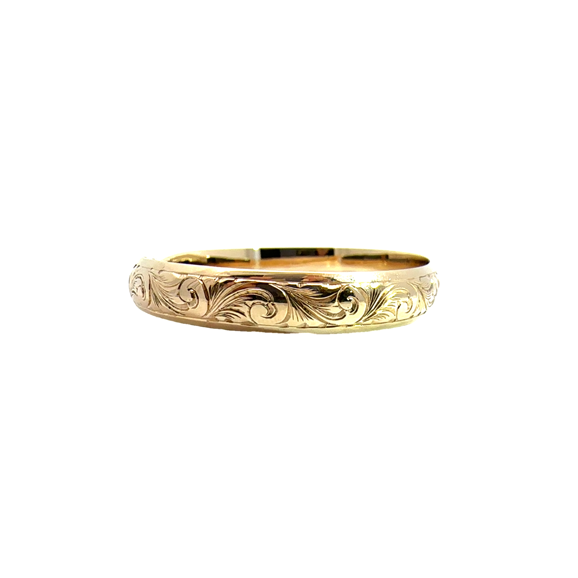 Vintage Engraved 14k Yellow Gold Bangle Bracelet