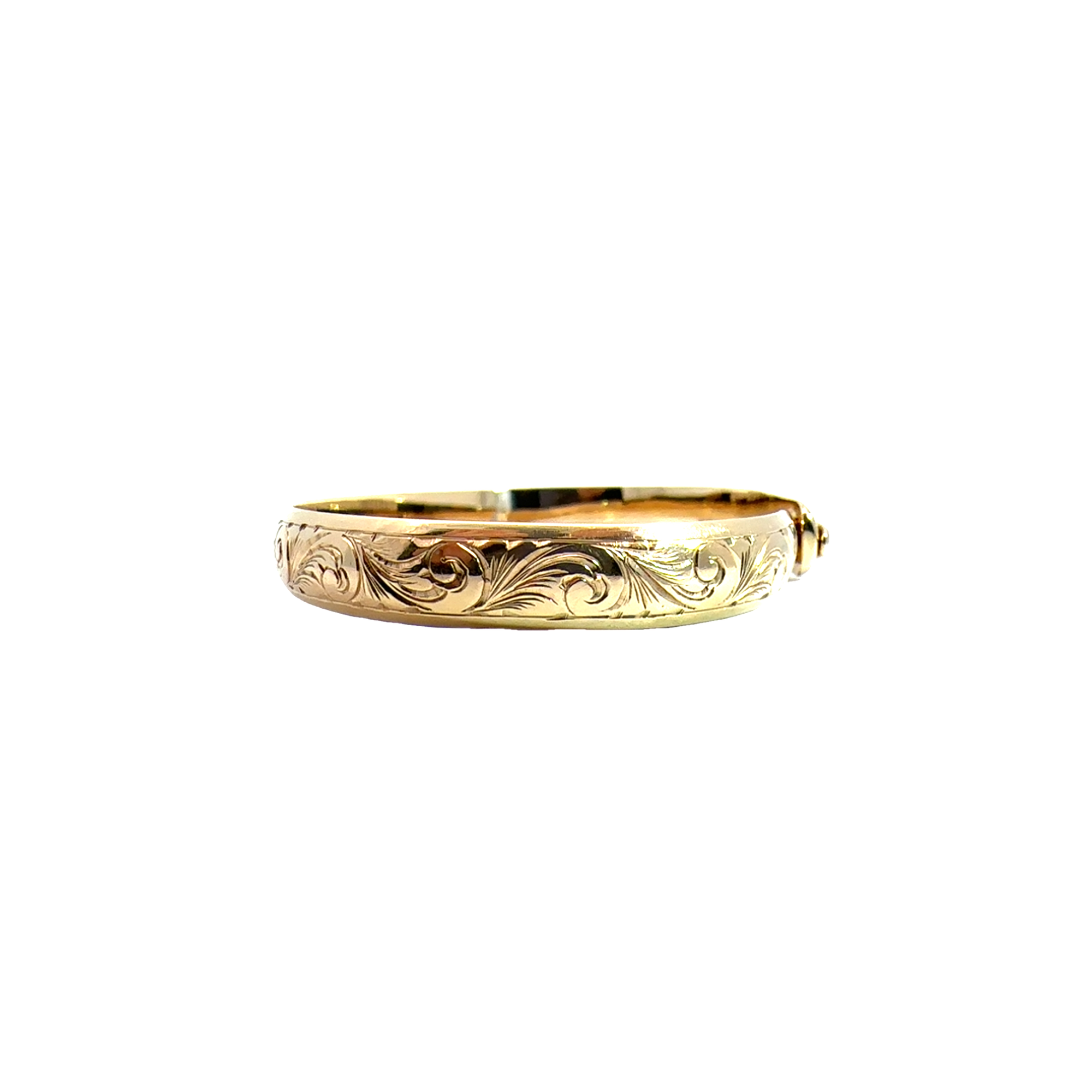 Vintage Engraved 14k Yellow Gold Bangle Bracelet