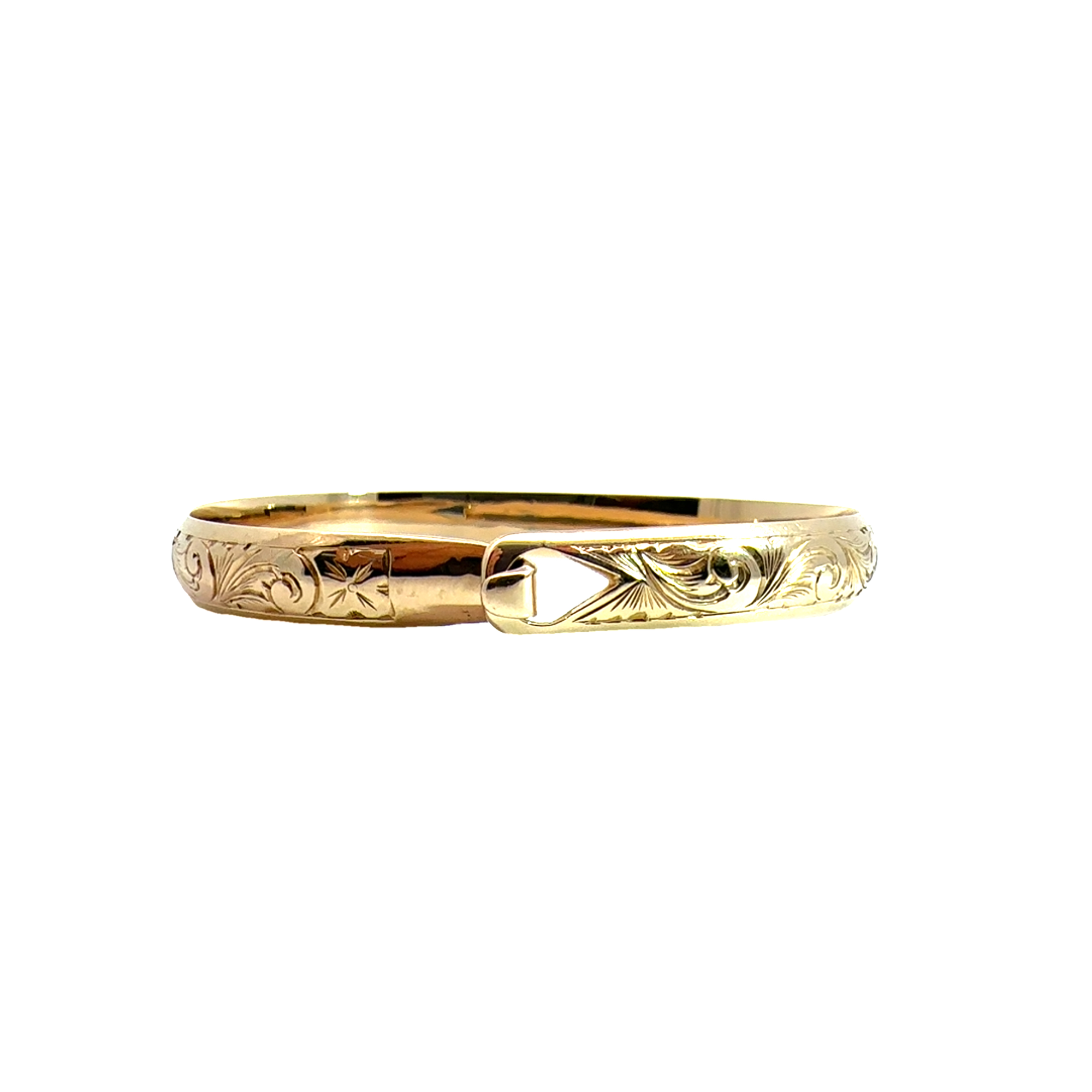 Vintage Engraved 14k Yellow Gold Bangle Bracelet