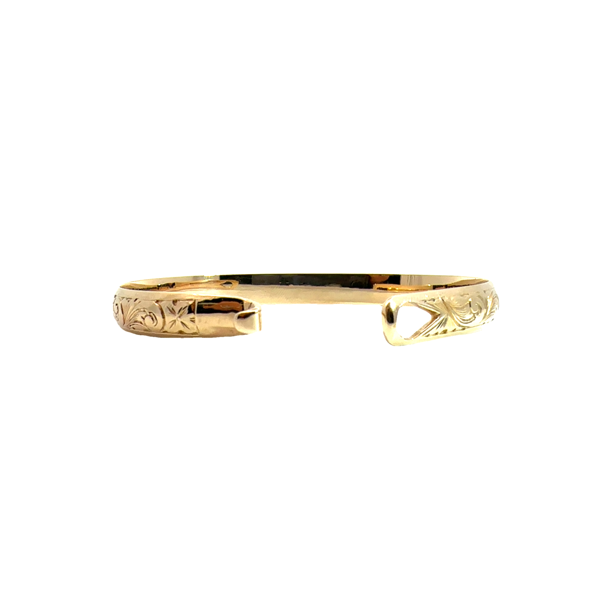 Vintage Engraved 14k Yellow Gold Bangle Bracelet