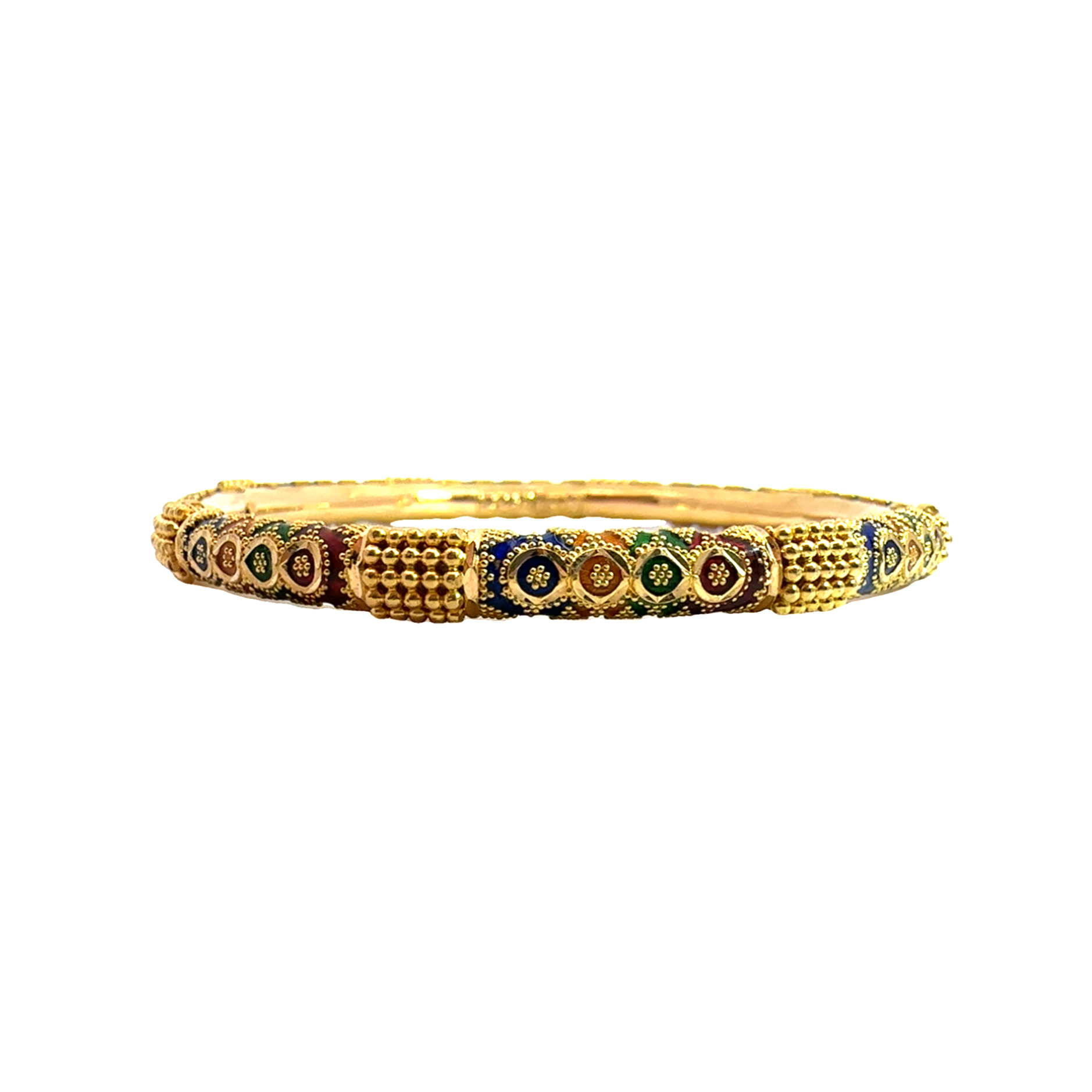 Estate Meenakari Design 22k Yellow Gold Bangle Bracelet