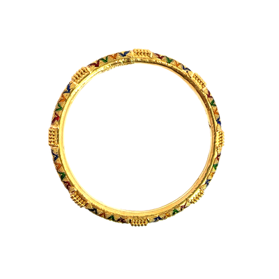 Estate Meenakari Design 22k Yellow Gold Bangle Bracelet