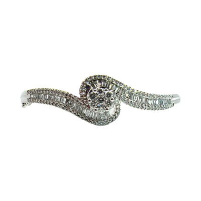 Estate 14k White Gold and Diamond Swirl Bracelet