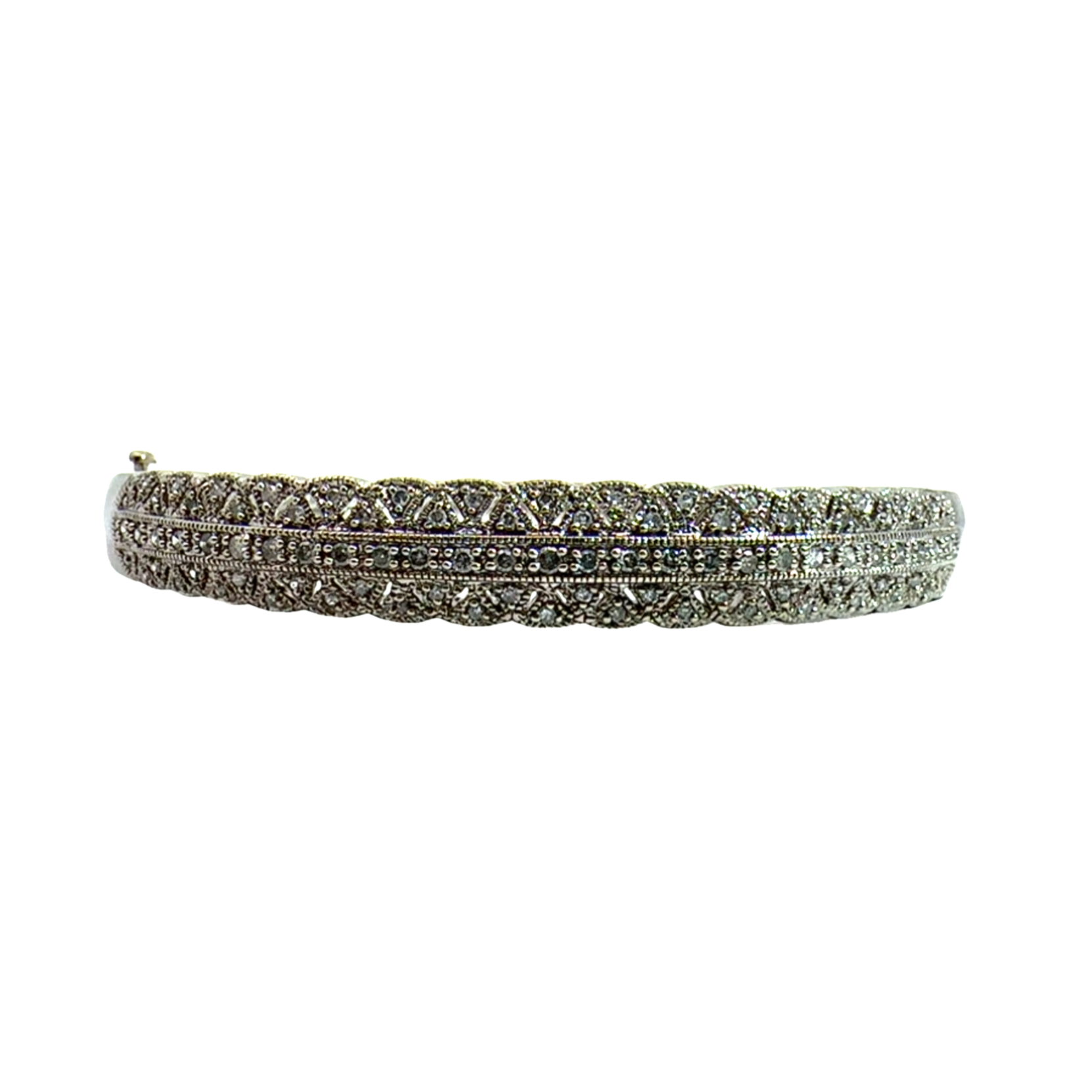 Estate 14k White Gold and Diamond Hinge Bracelet