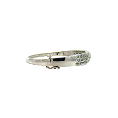 Estate 14k White Gold and Diamond Hinge Bracelet