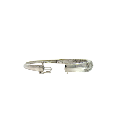 Estate 14k White Gold and Diamond Hinge Bracelet